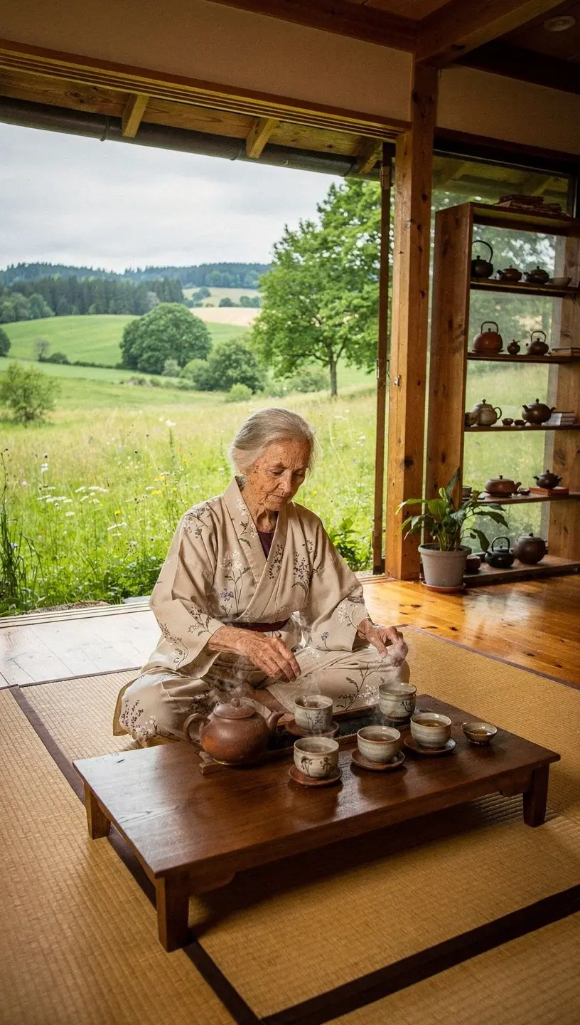 Arbatos puodelis su garuojančiu žolelių užpilu, supantis ramybės ir atsipalaidavimo atmosferą.